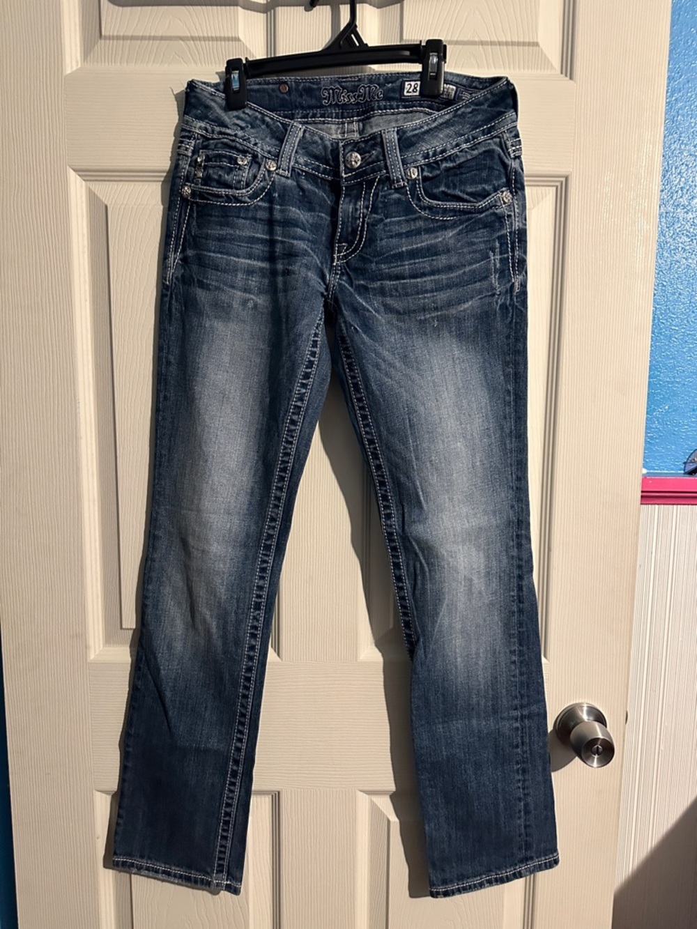 Miss Me Women's Bootcut Jeans in Faded Blue Denim